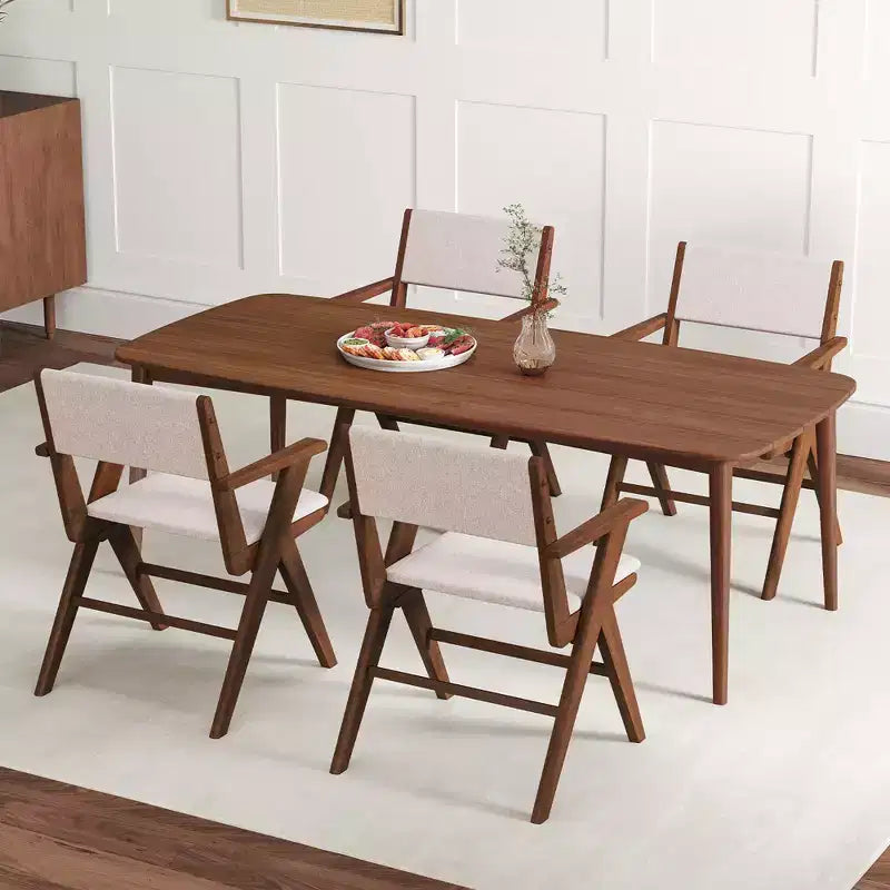 Costway Wooden Dining Chair Set of 2 w/ Rubber Wood Frame Padded Seat & Back Armrests