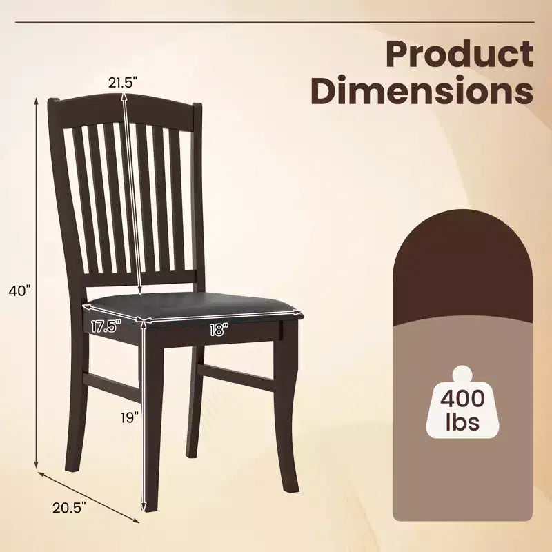 Costway Modern Dining Chairs Set of 2 Armless Kitchen Chairs w/Upholstered Seat