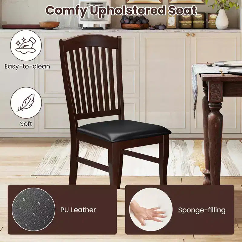 Costway Modern Dining Chairs Set of 2 Armless Kitchen Chairs w/Upholstered Seat
