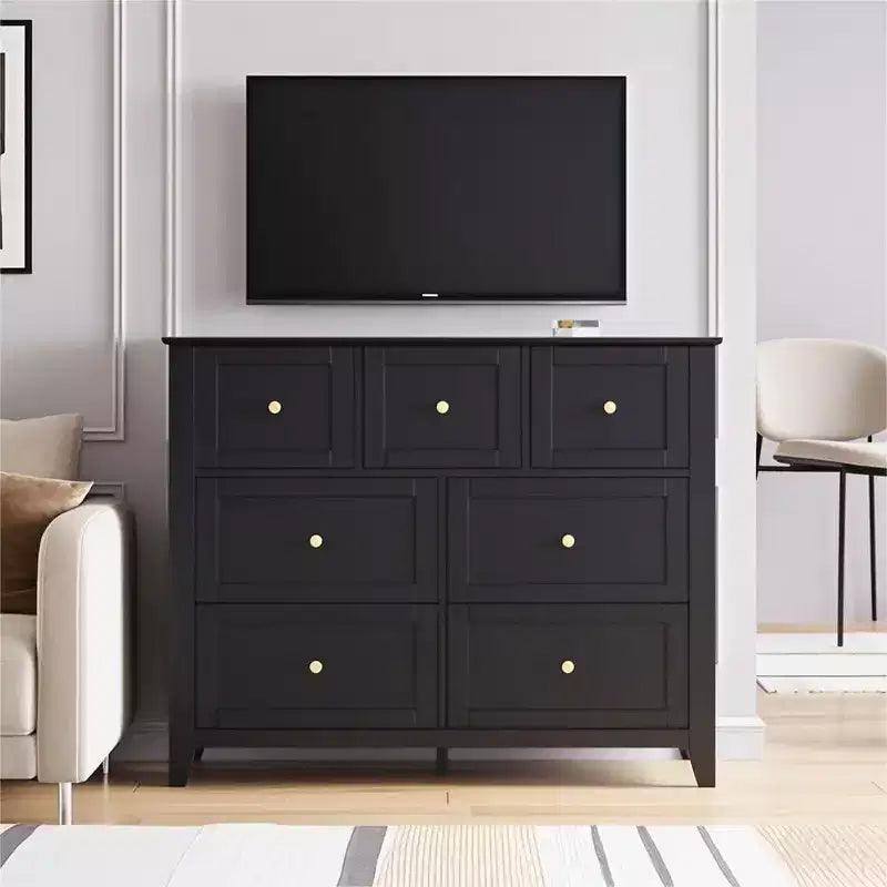 7-Drawer Modern Dresser for Bedroom, Wood Storage Chest with Deep Drawers - Ideal for Living Room, Hallway & Entryway