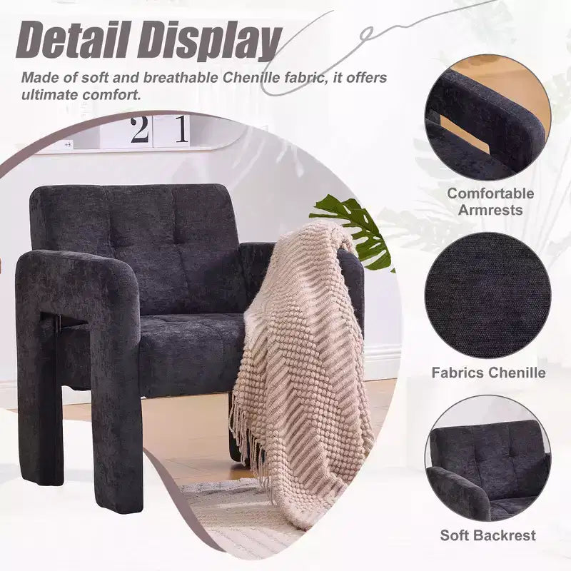 Upholstered Accent Chair Single Sofa Chair Padded Armchair Cozy Reading Chair, Modern Minimalist - ModernLuxe