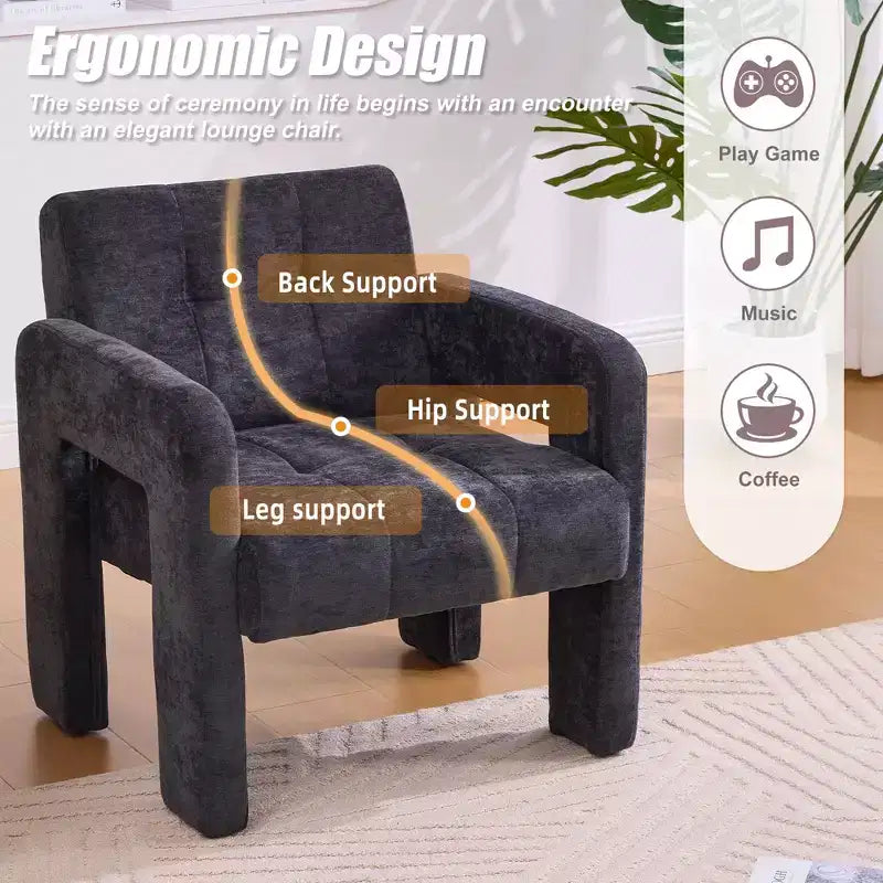 Upholstered Accent Chair Single Sofa Chair Padded Armchair Cozy Reading Chair, Modern Minimalist - ModernLuxe