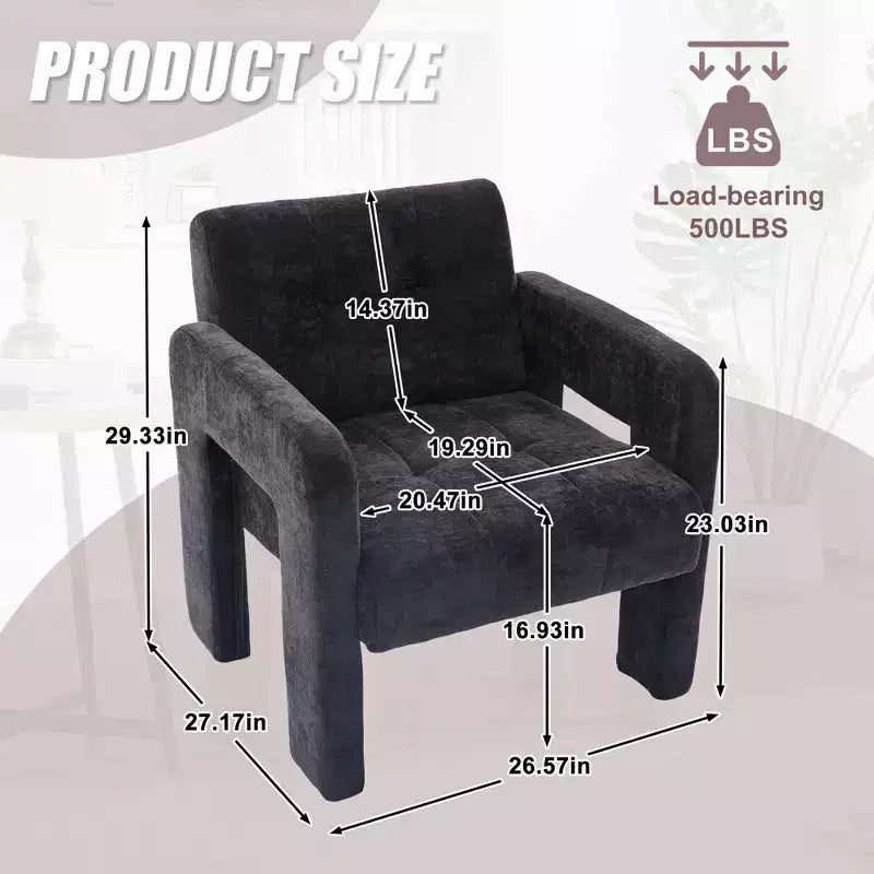 Upholstered Accent Chair Single Sofa Chair Padded Armchair Cozy Reading Chair, Modern Minimalist - ModernLuxe