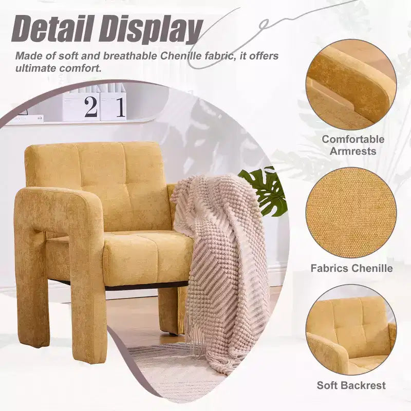 Upholstered Accent Chair Single Sofa Chair Padded Armchair Cozy Reading Chair, Modern Minimalist - ModernLuxe
