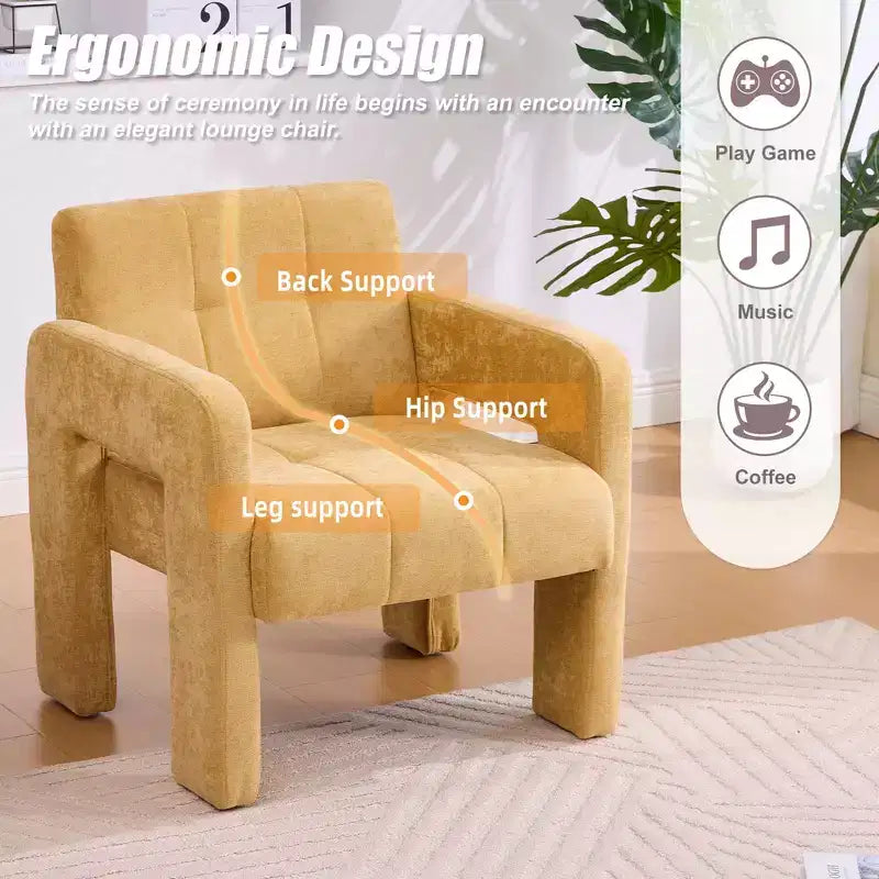 Upholstered Accent Chair Single Sofa Chair Padded Armchair Cozy Reading Chair, Modern Minimalist - ModernLuxe