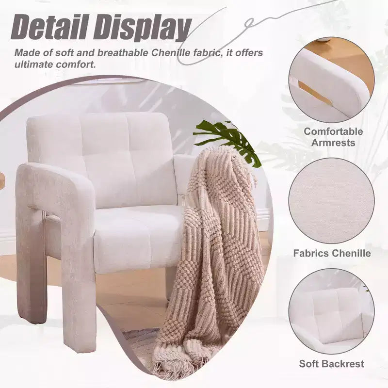 Upholstered Accent Chair Single Sofa Chair Padded Armchair Cozy Reading Chair, Modern Minimalist - ModernLuxe