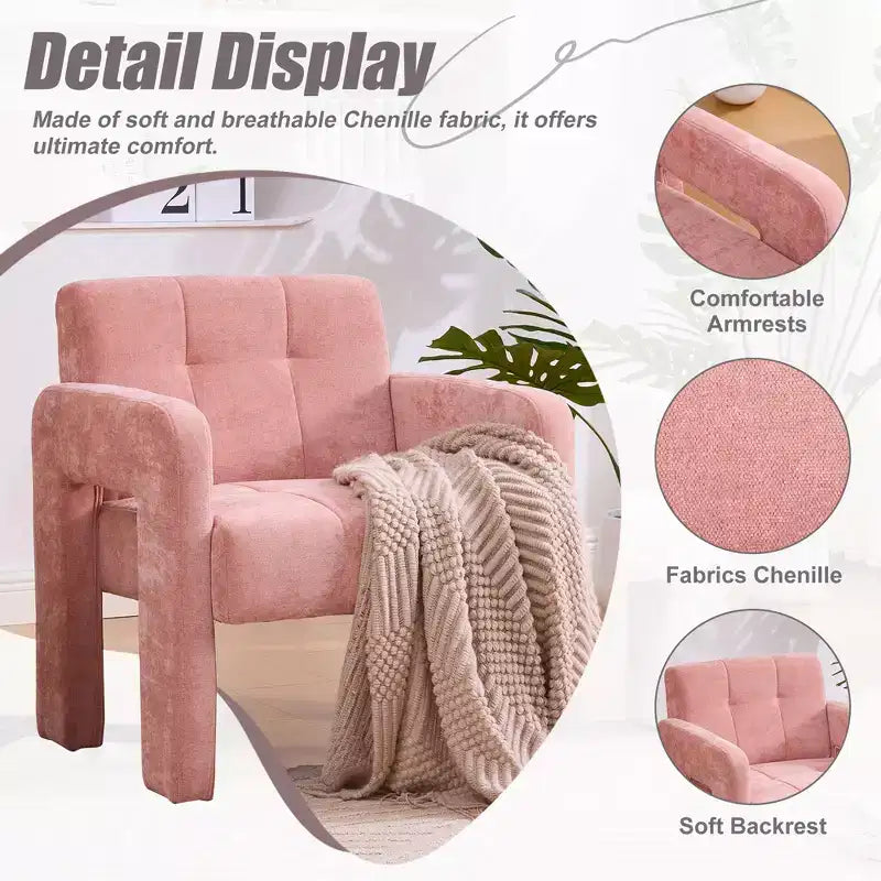 Upholstered Accent Chair Single Sofa Chair Padded Armchair Cozy Reading Chair, Modern Minimalist - ModernLuxe