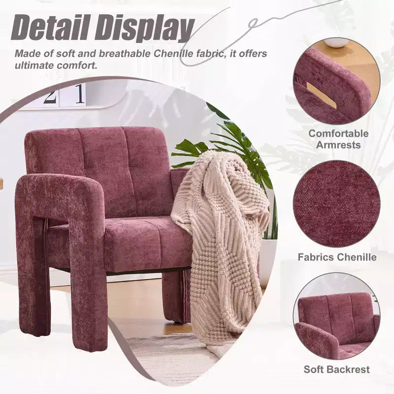 Upholstered Accent Chair Single Sofa Chair Padded Armchair Cozy Reading Chair, Modern Minimalist - ModernLuxe