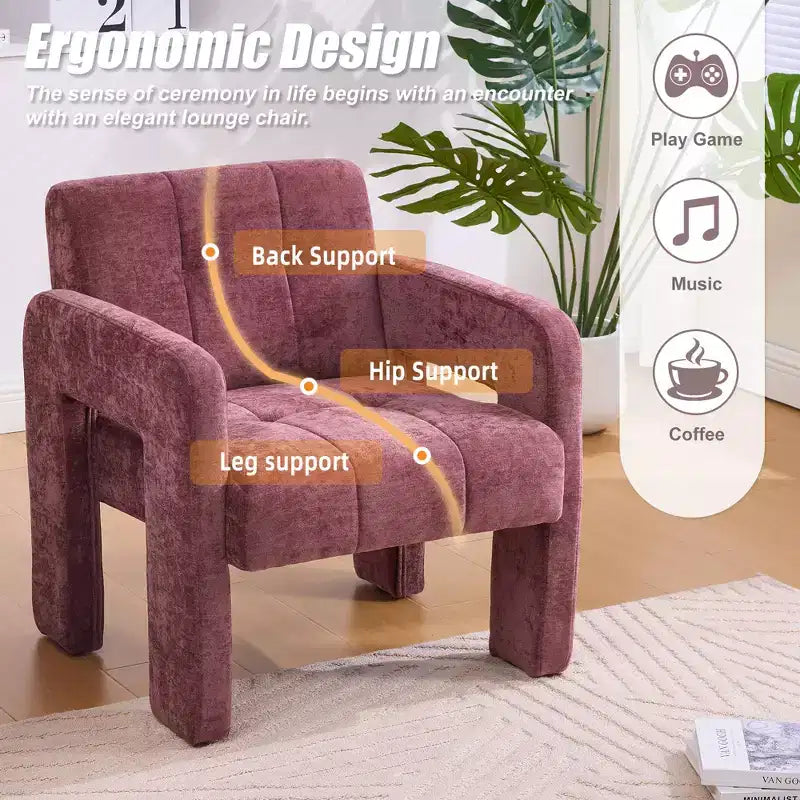 Upholstered Accent Chair Single Sofa Chair Padded Armchair Cozy Reading Chair, Modern Minimalist - ModernLuxe