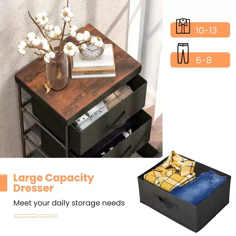 Costway 2PCS Fabric Bedside Table 3 Drawers Nightstand Small Dresser Bedroom Living Room