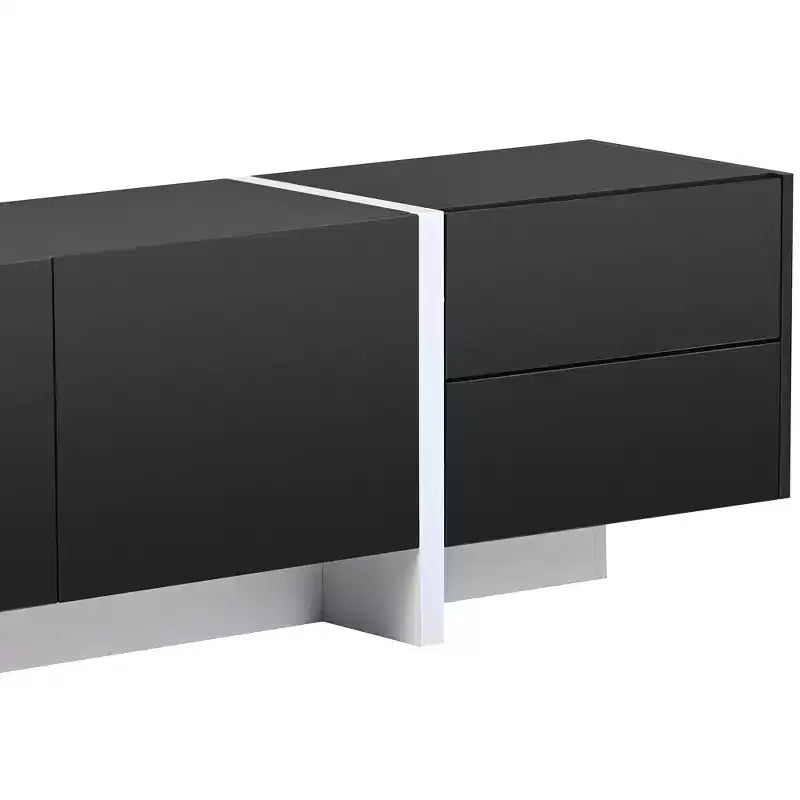 High Gloss TV Stand with for 80 TV, Wood TV Storage Cabinet with 2 Drawers and Doors, Entertainment Center Media Console for Living Room