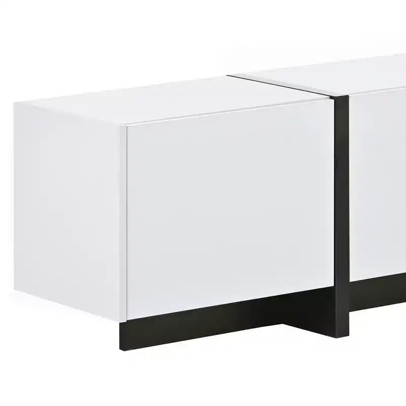 High Gloss TV Stand with for 80 TV, Wood TV Storage Cabinet with 2 Drawers and Doors, Entertainment Center Media Console for Living Room