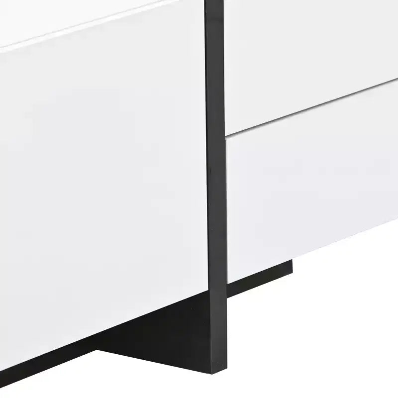 High Gloss TV Stand with for 80 TV, Wood TV Storage Cabinet with 2 Drawers and Doors, Entertainment Center Media Console for Living Room