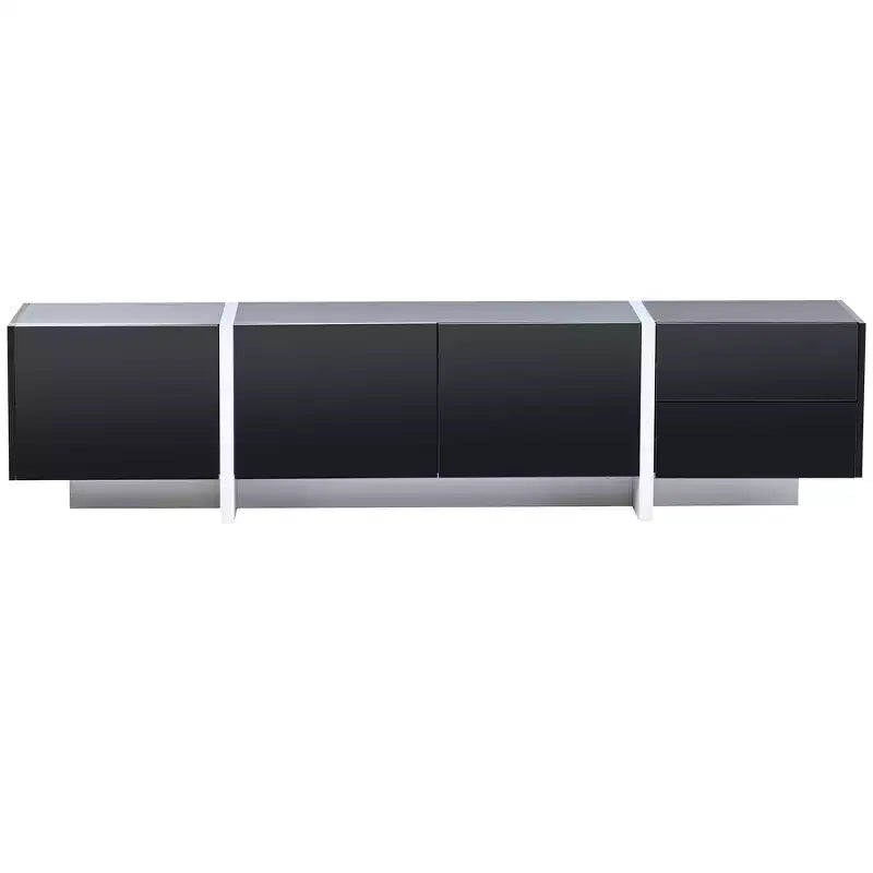 High Gloss TV Stand with for 80 TV, Wood TV Storage Cabinet with 2 Drawers and Doors, Entertainment Center Media Console for Living Room