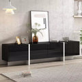 High Gloss TV Stand with for 80 TV, Wood TV Storage Cabinet with 2 Drawers and Doors, Entertainment Center Media Console for Living Room