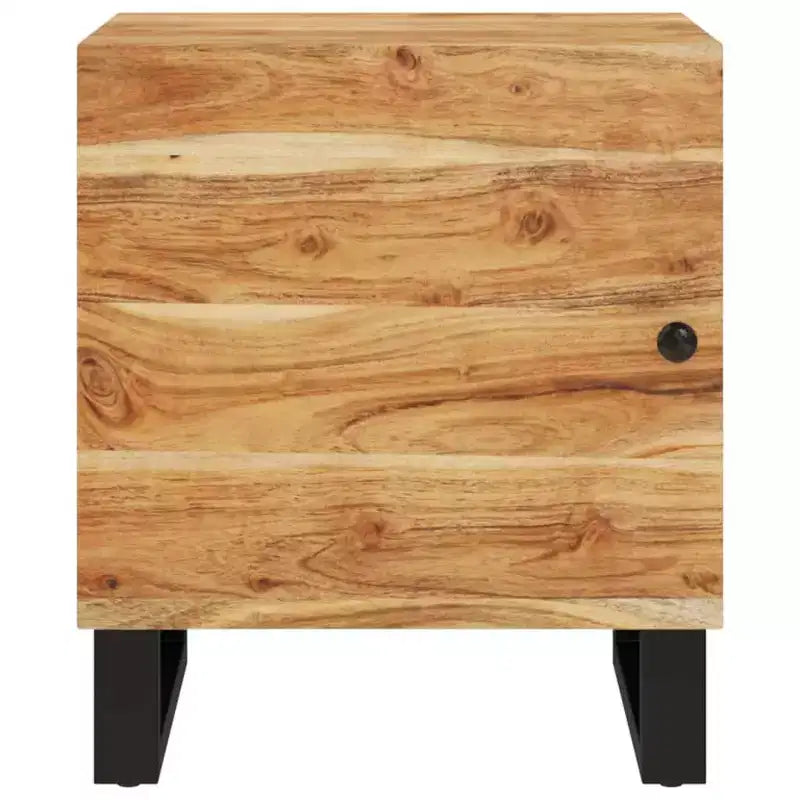 vidaXL Bedside Cabinet Black, Natural Wood Solid Mango Wood, Iron Compact