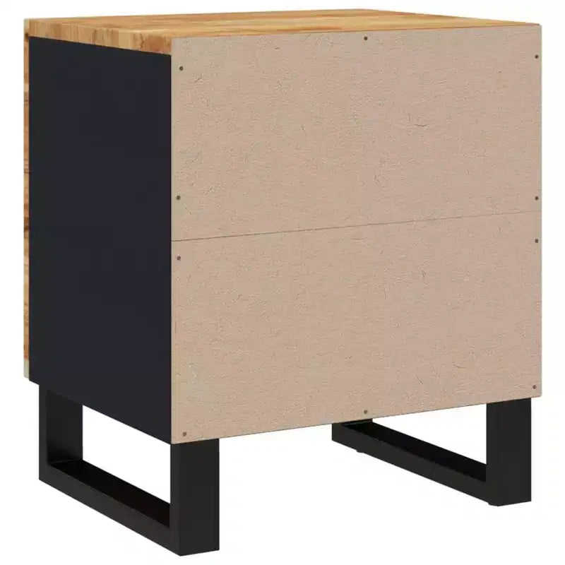 vidaXL Bedside Cabinet Black, Natural Wood Solid Mango Wood, Iron Compact
