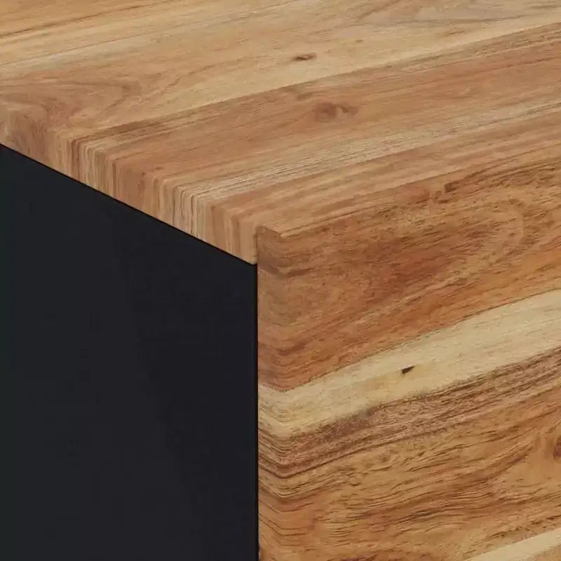 vidaXL Bedside Cabinet Black, Natural Wood Solid Mango Wood, Iron Compact