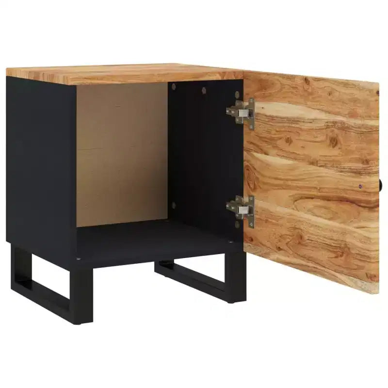 vidaXL Bedside Cabinet Black, Natural Wood Solid Mango Wood, Iron Compact