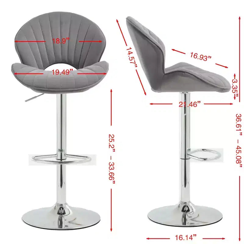 TUYOHW Modern Swivel Counter Height Bar Stools Set of 2,Adjustable Barstools with Chrome Metal Base,Bar Chairs for Kitchen,Home Bars,Office