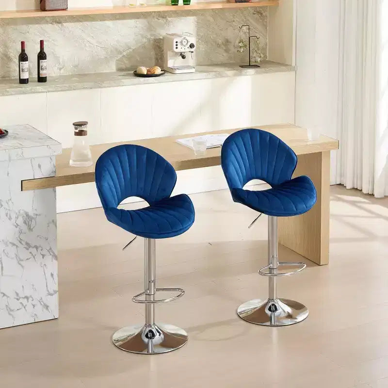 TUYOHW Modern Swivel Counter Height Bar Stools Set of 2,Adjustable Barstools with Chrome Metal Base,Bar Chairs for Kitchen,Home Bars,Office