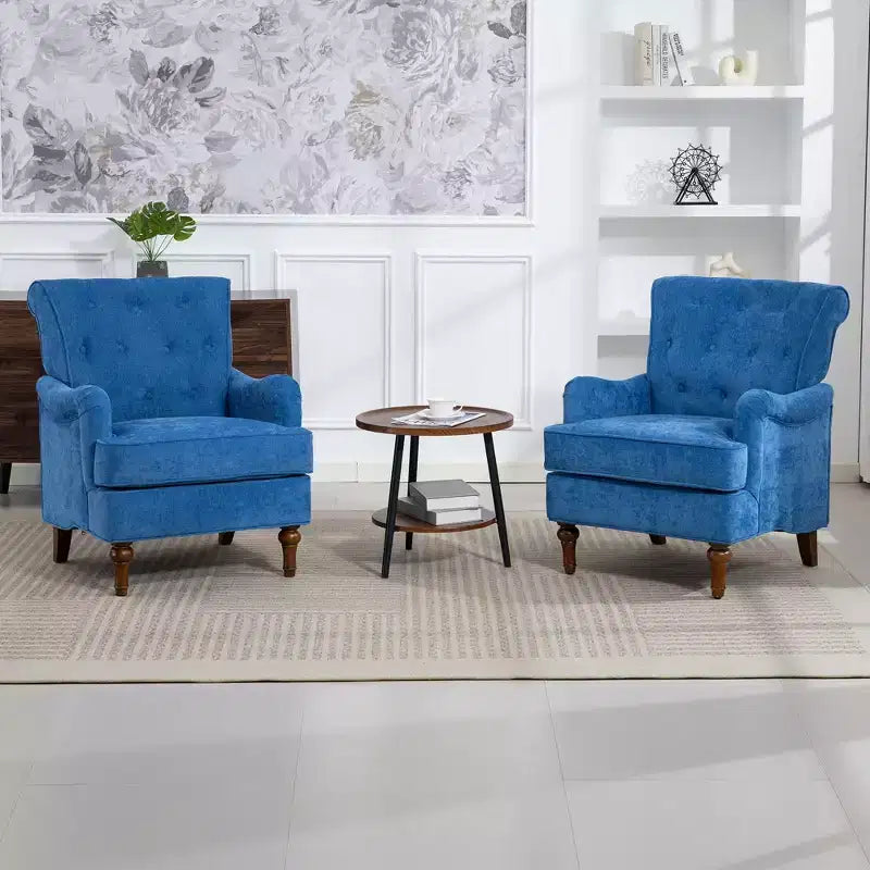 TUYOHW Modern Accent Chair,Reading Chair with Chenille Fabric,Springs Cushion,Retro Wooden Legs,Upholstered Sofa Armchair for Living Room,Office