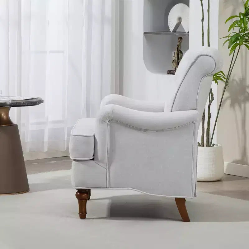 TUYOHW Modern Accent Chair,Reading Chair with Chenille Fabric,Springs Cushion,Retro Wooden Legs,Upholstered Sofa Armchair for Living Room,Office