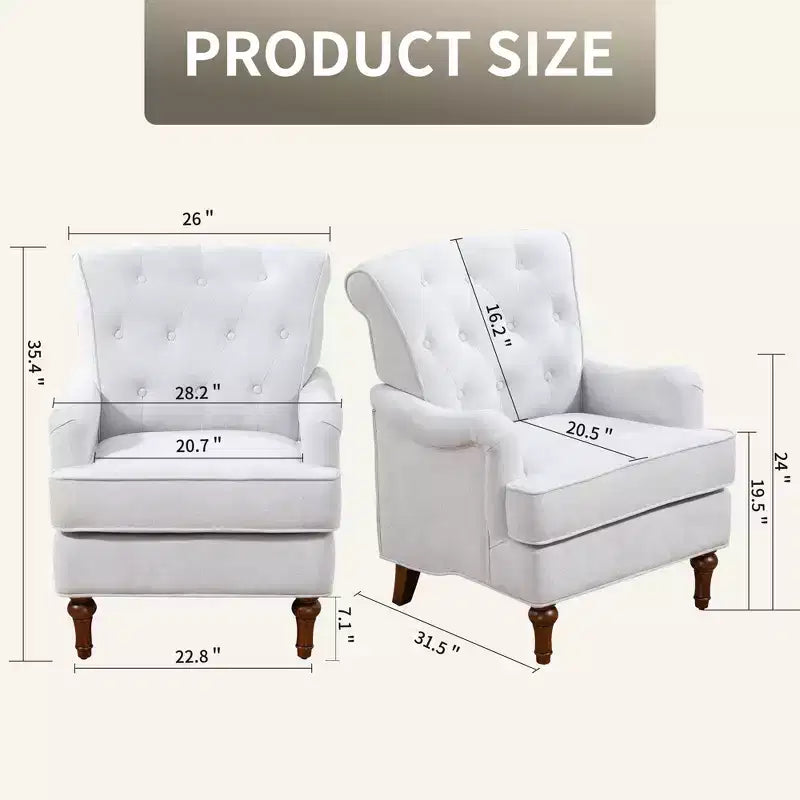 TUYOHW Modern Accent Chair,Reading Chair with Chenille Fabric,Springs Cushion,Retro Wooden Legs,Upholstered Sofa Armchair for Living Room,Office