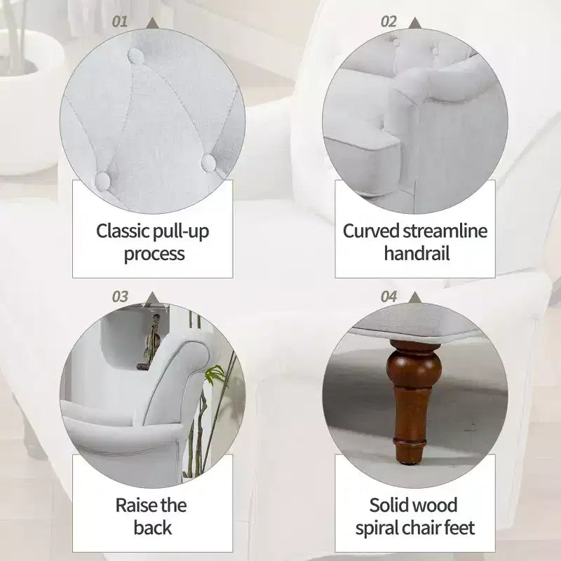 TUYOHW Modern Accent Chair,Reading Chair with Chenille Fabric,Springs Cushion,Retro Wooden Legs,Upholstered Sofa Armchair for Living Room,Office