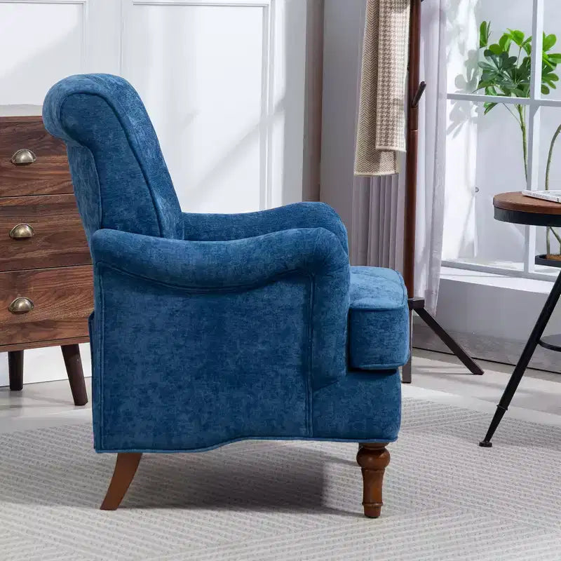 TUYOHW Modern Accent Chair,Reading Chair with Chenille Fabric,Springs Cushion,Retro Wooden Legs,Upholstered Sofa Armchair for Living Room,Office
