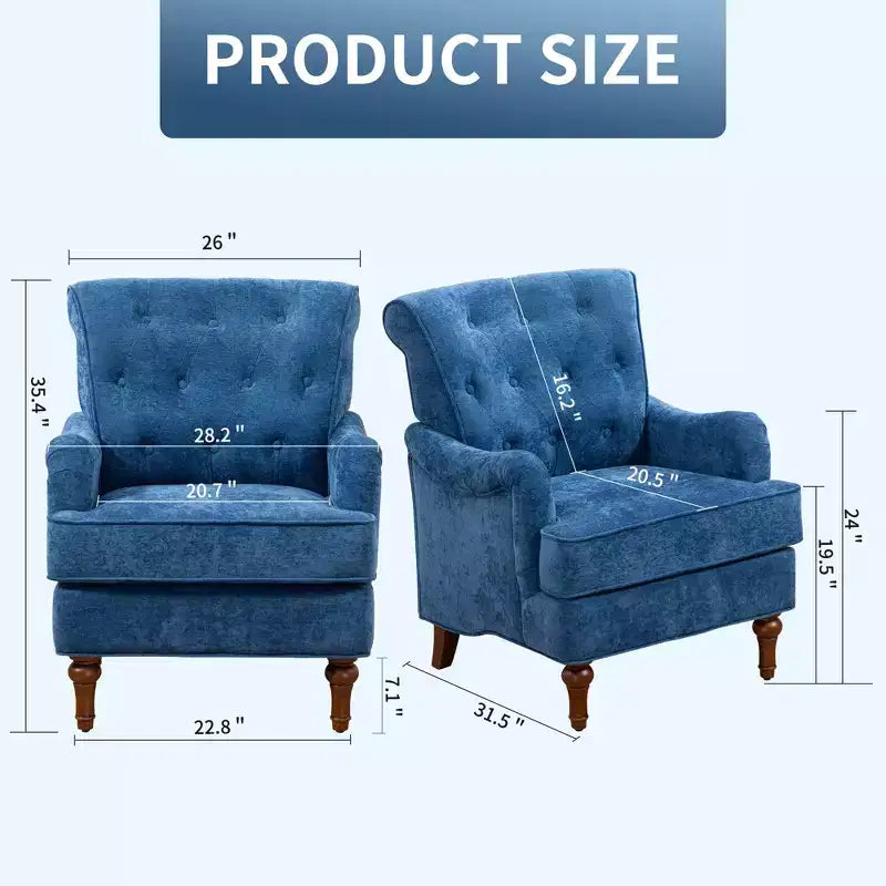 TUYOHW Modern Accent Chair,Reading Chair with Chenille Fabric,Springs Cushion,Retro Wooden Legs,Upholstered Sofa Armchair for Living Room,Office