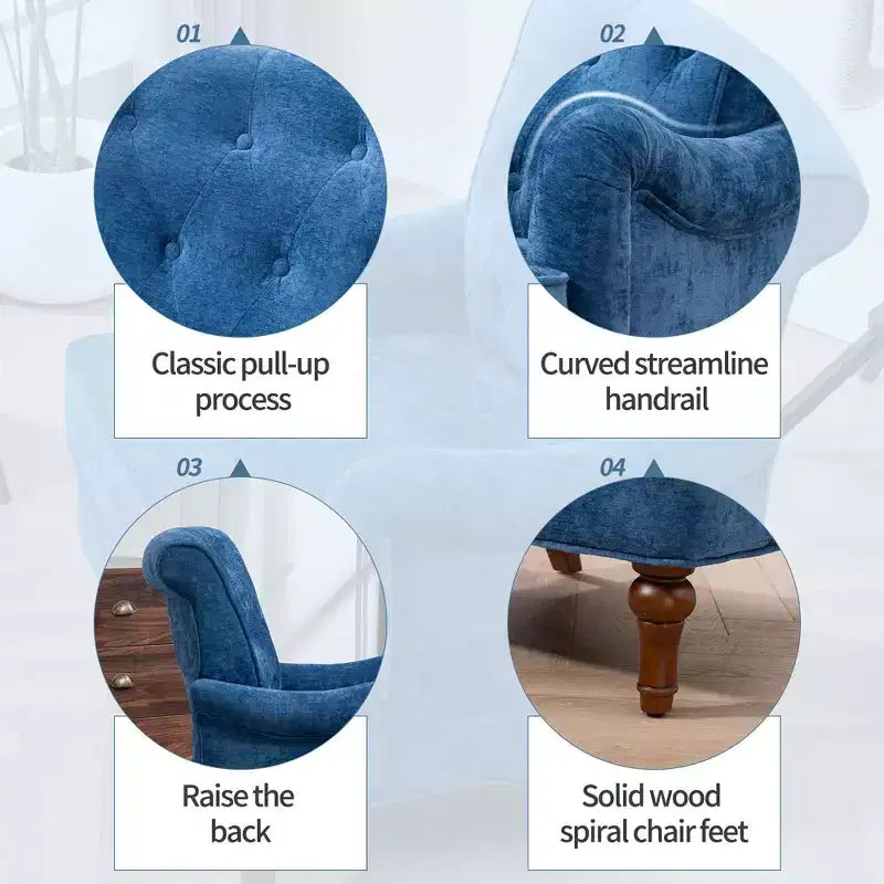 TUYOHW Modern Accent Chair,Reading Chair with Chenille Fabric,Springs Cushion,Retro Wooden Legs,Upholstered Sofa Armchair for Living Room,Office