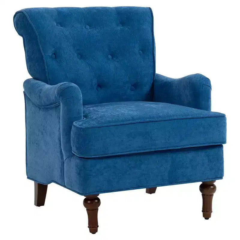 TUYOHW Modern Accent Chair,Reading Chair with Chenille Fabric,Springs Cushion,Retro Wooden Legs,Upholstered Sofa Armchair for Living Room,Office