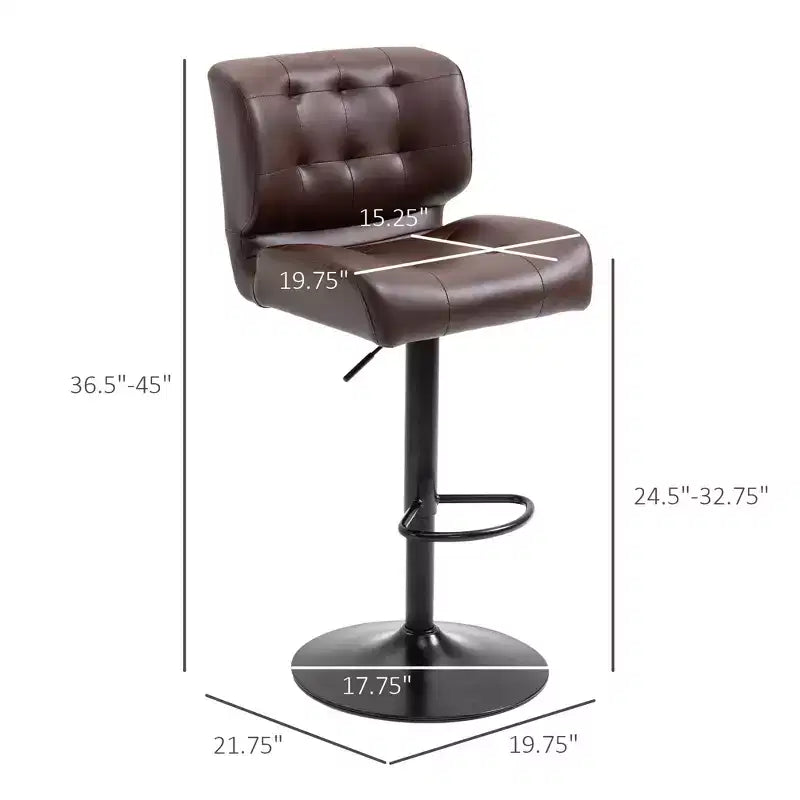 Bar Height Bar Stools Set of 2 with Adjustable Seat, Adjustable Swivel Barstools with Thick Padded Cushion and Metal Footrest for Home Bar