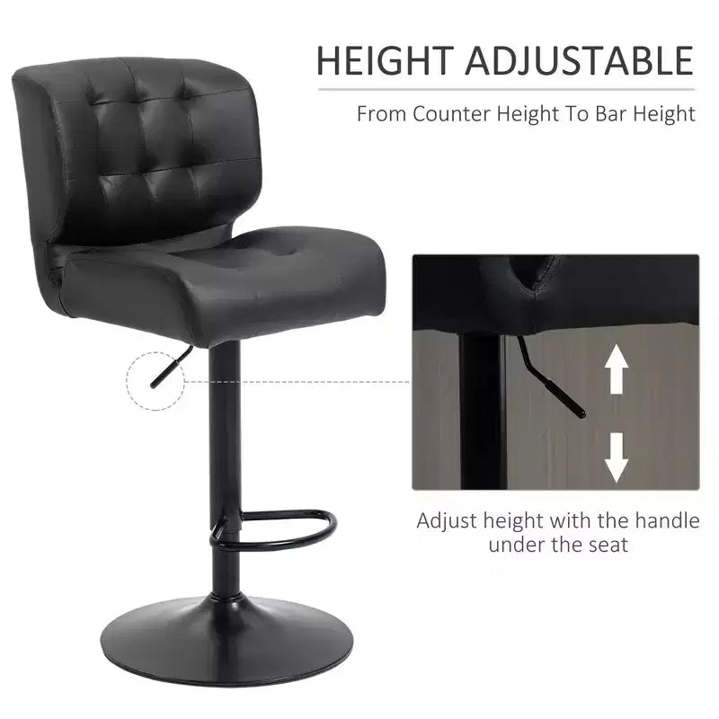 Bar Height Bar Stools Set of 2 with Adjustable Seat, Adjustable Swivel Barstools with Thick Padded Cushion and Metal Footrest for Home Bar