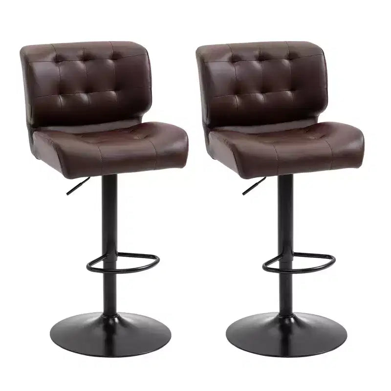 Bar Height Bar Stools Set of 2 with Adjustable Seat, Adjustable Swivel Barstools with Thick Padded Cushion and Metal Footrest for Home Bar