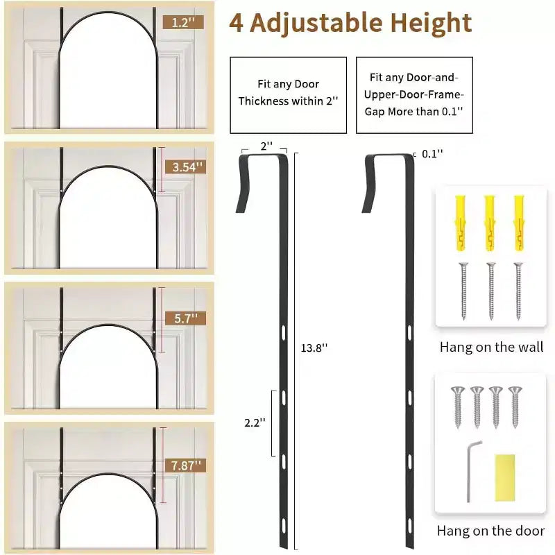 48x14 Black Hanging Mirror, Arched Over-The-Door Full Length Mirror, Aluminum Frame for Living Room Bedroom
