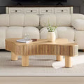 MAYEERTY 42.5 Inch Modern Irregular Coffee Table with MDF and Solid Wood Leg, Center Table for Living Room Bedroom, Easy Assembly