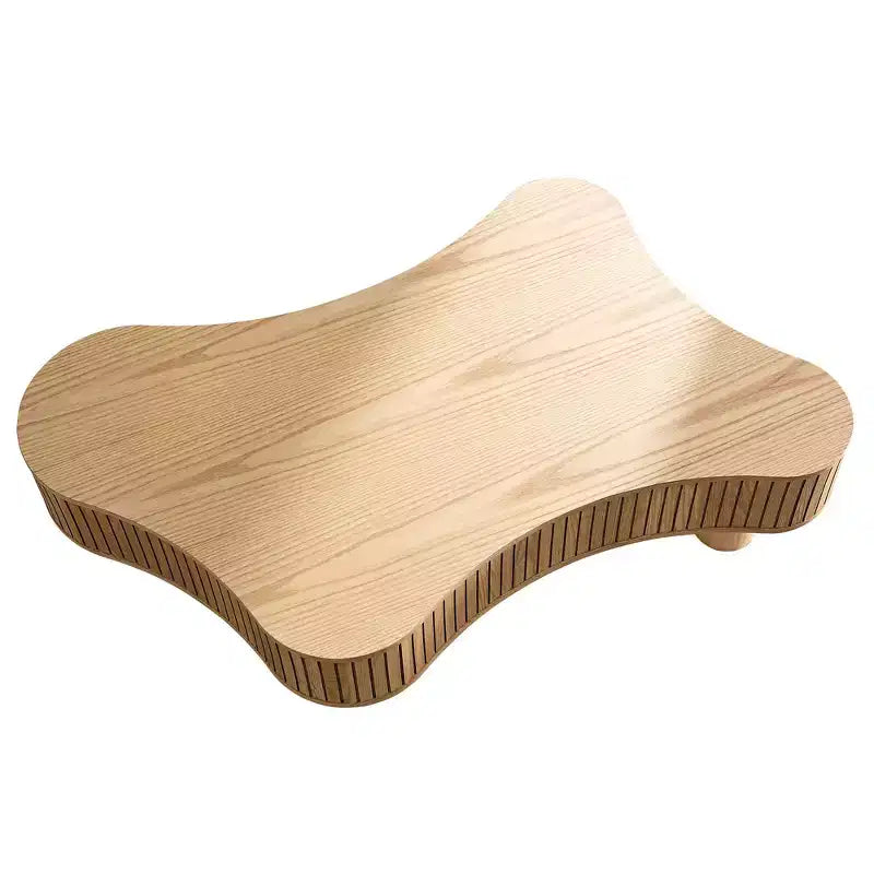 MAYEERTY 42.5 Inch Modern Irregular Coffee Table with MDF and Solid Wood Leg, Center Table for Living Room Bedroom, Easy Assembly