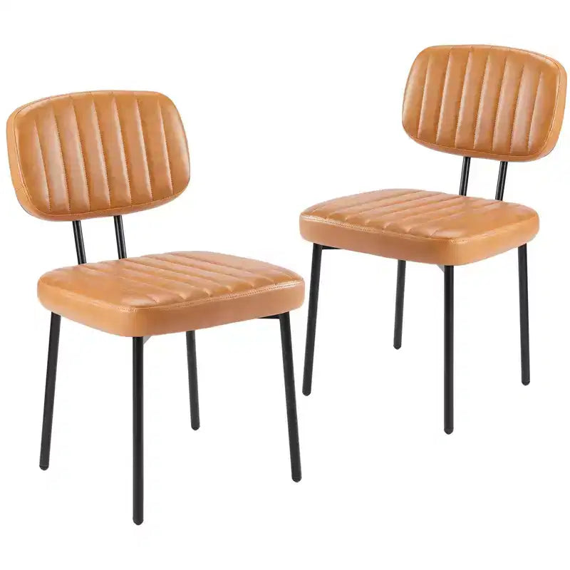 TUYOHW 18.5 Faux Leather Armless Chairs with Metal Legs for Kitchen,Mid-Century Modern Dining Chairs,Chic Dining Room Chair,275lbs Max