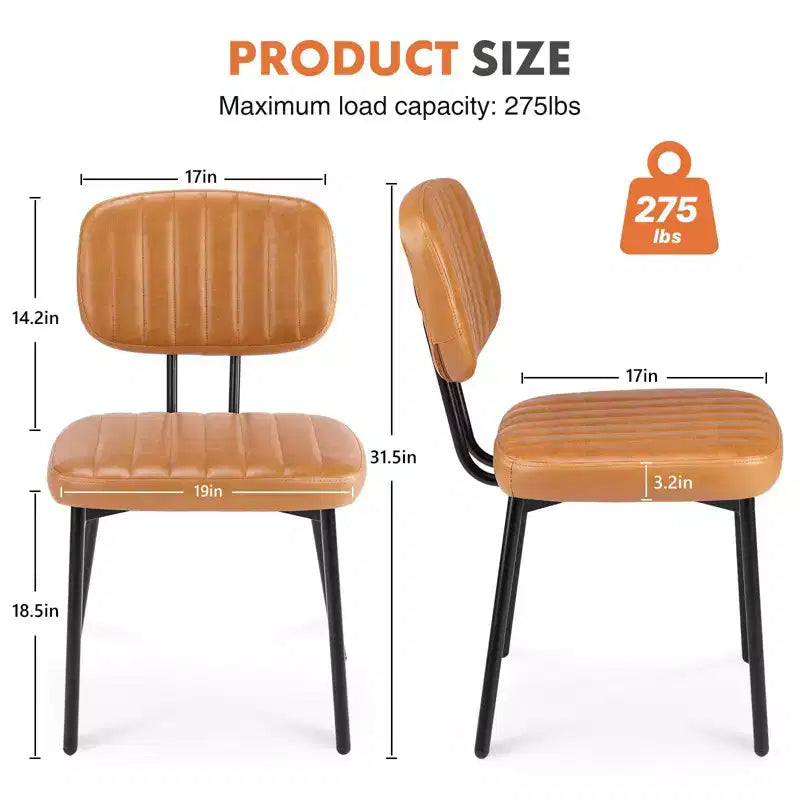 TUYOHW 18.5 Faux Leather Armless Chairs with Metal Legs for Kitchen,Mid-Century Modern Dining Chairs,Chic Dining Room Chair,275lbs Max