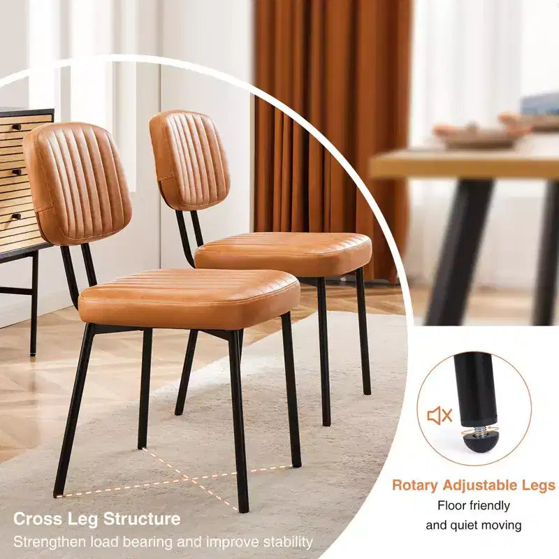 TUYOHW 18.5 Faux Leather Armless Chairs with Metal Legs for Kitchen,Mid-Century Modern Dining Chairs,Chic Dining Room Chair,275lbs Max