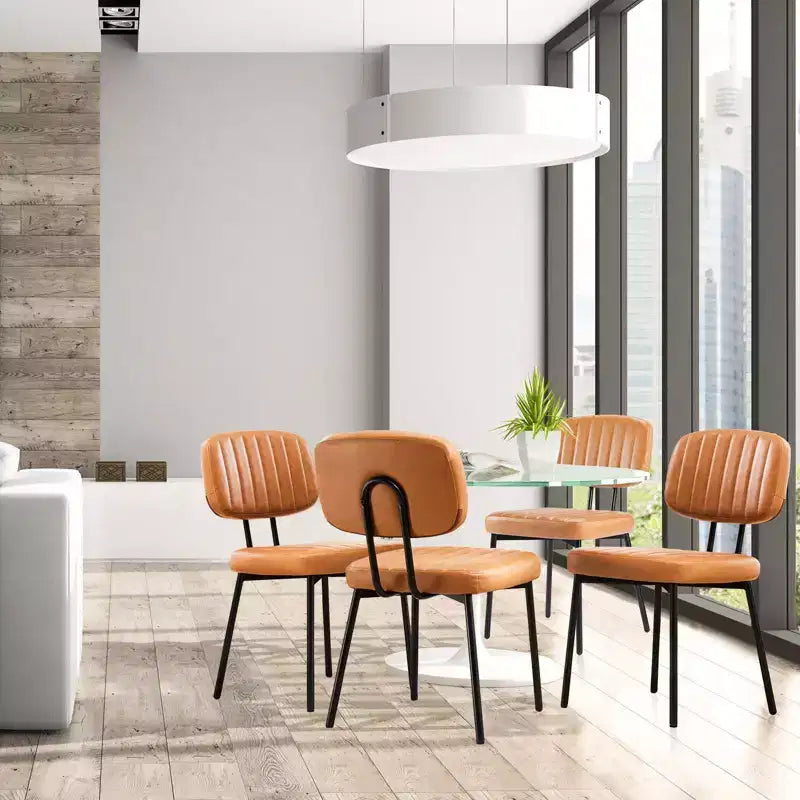 TUYOHW 18.5 Faux Leather Armless Chairs with Metal Legs for Kitchen,Mid-Century Modern Dining Chairs,Chic Dining Room Chair,275lbs Max