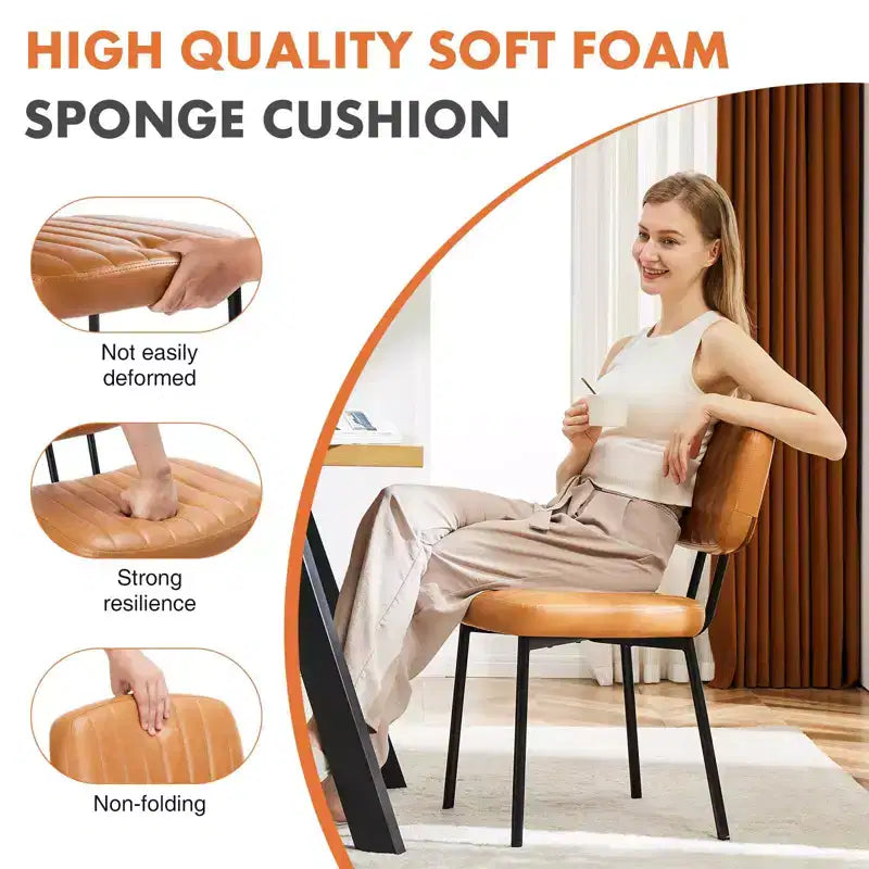 TUYOHW 18.5 Faux Leather Armless Chairs with Metal Legs for Kitchen,Mid-Century Modern Dining Chairs,Chic Dining Room Chair,275lbs Max