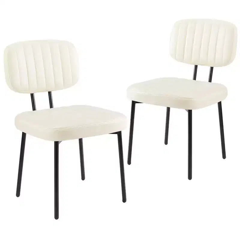 TUYOHW 18.5 Faux Leather Armless Chairs with Metal Legs for Kitchen,Mid-Century Modern Dining Chairs,Chic Dining Room Chair,275lbs Max