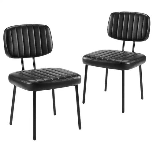 TUYOHW 18.5 Faux Leather Armless Chairs with Metal Legs for Kitchen,Mid-Century Modern Dining Chairs,Chic Dining Room Chair,275lbs Max