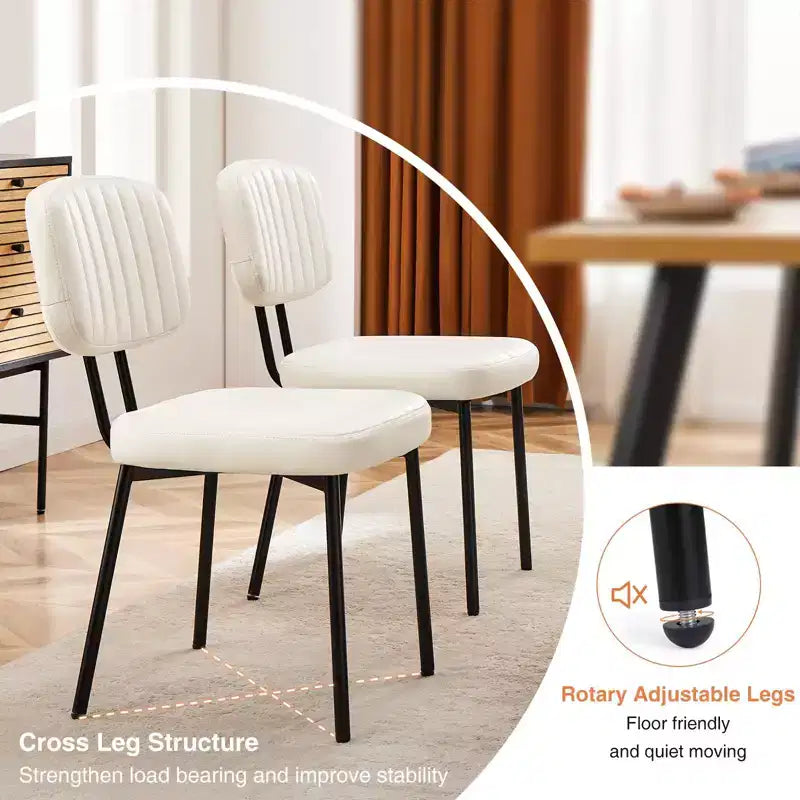 TUYOHW 18.5 Faux Leather Armless Chairs with Metal Legs for Kitchen,Mid-Century Modern Dining Chairs,Chic Dining Room Chair,275lbs Max