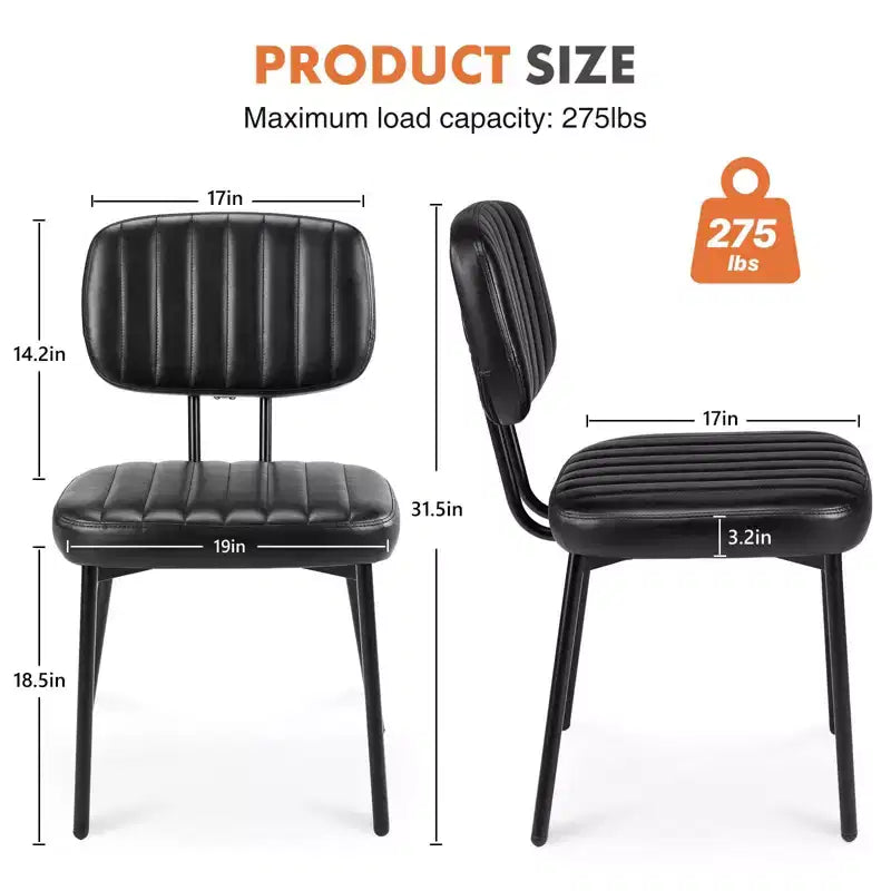 TUYOHW 18.5 Faux Leather Armless Chairs with Metal Legs for Kitchen,Mid-Century Modern Dining Chairs,Chic Dining Room Chair,275lbs Max