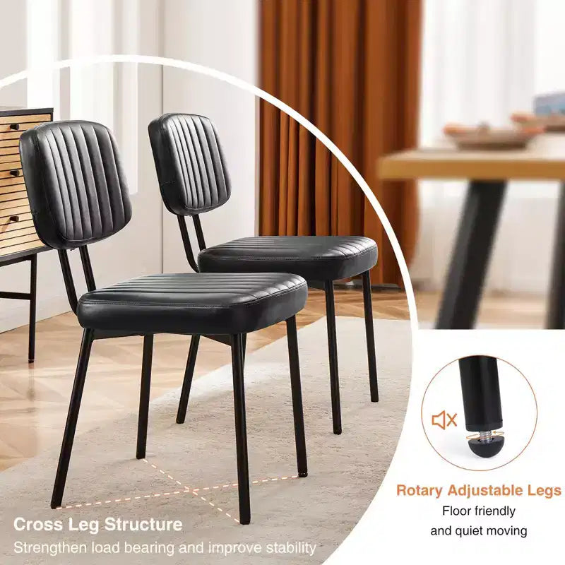 TUYOHW 18.5 Faux Leather Armless Chairs with Metal Legs for Kitchen,Mid-Century Modern Dining Chairs,Chic Dining Room Chair,275lbs Max