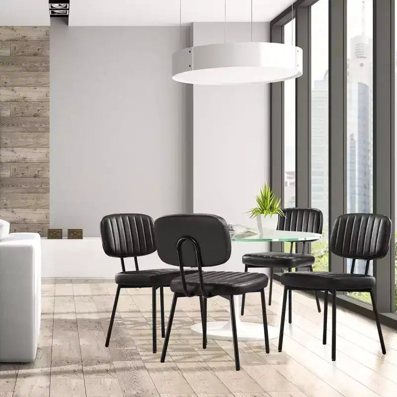 TUYOHW 18.5 Faux Leather Armless Chairs with Metal Legs for Kitchen,Mid-Century Modern Dining Chairs,Chic Dining Room Chair,275lbs Max
